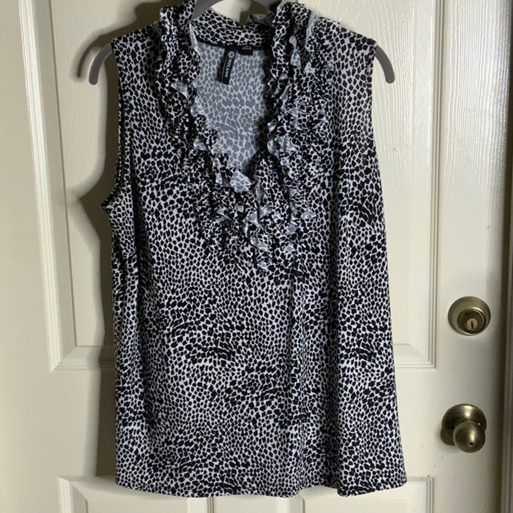 Milano Black & White Sleeveless Blouse – Size XL